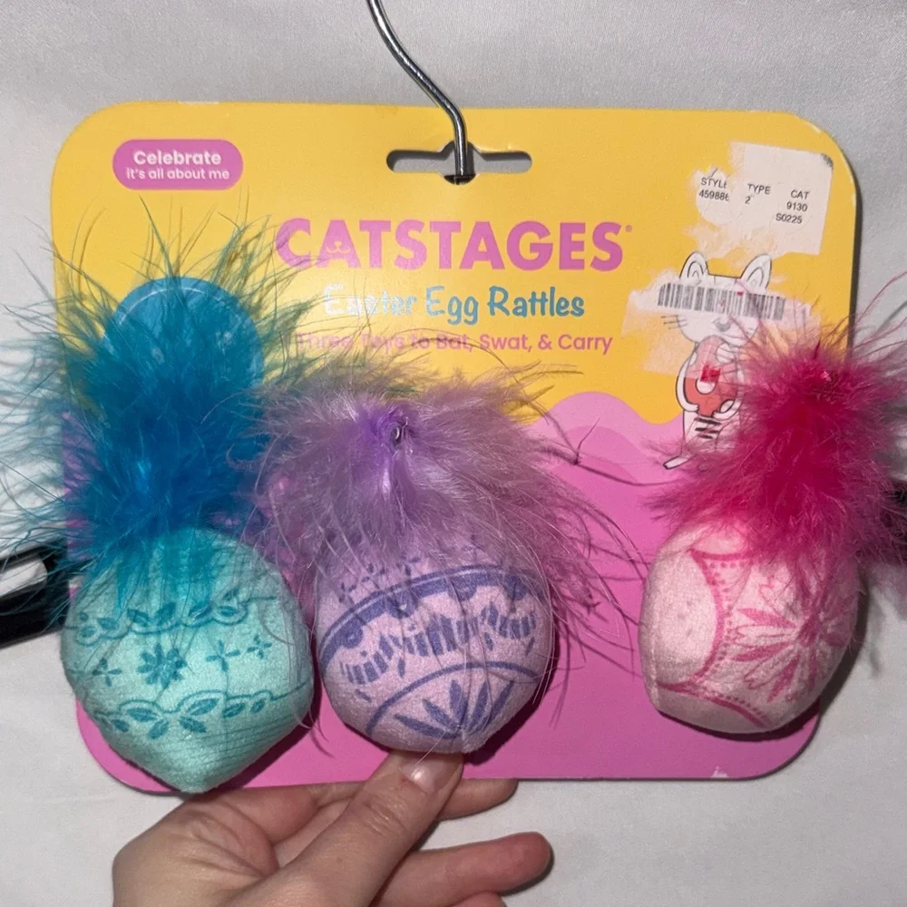 Catstages Colorful Easter Egg Rattles with Catnip Set of 3 Cat Toys